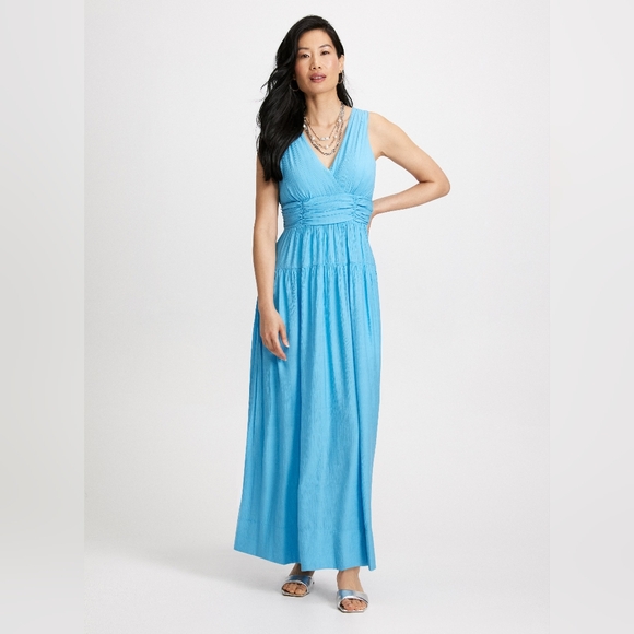 Sleeveless Surplice V-Neck Cummerbund Waist Maxi Dress size 8 - Picture 3 of 6